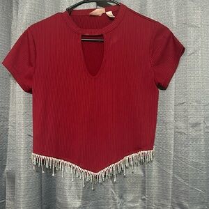 Red cut out crop top